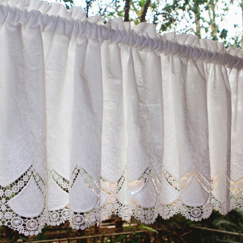 1y Vintage Embroidered Lace Window Valance Curtain Yh1424 Etsy
