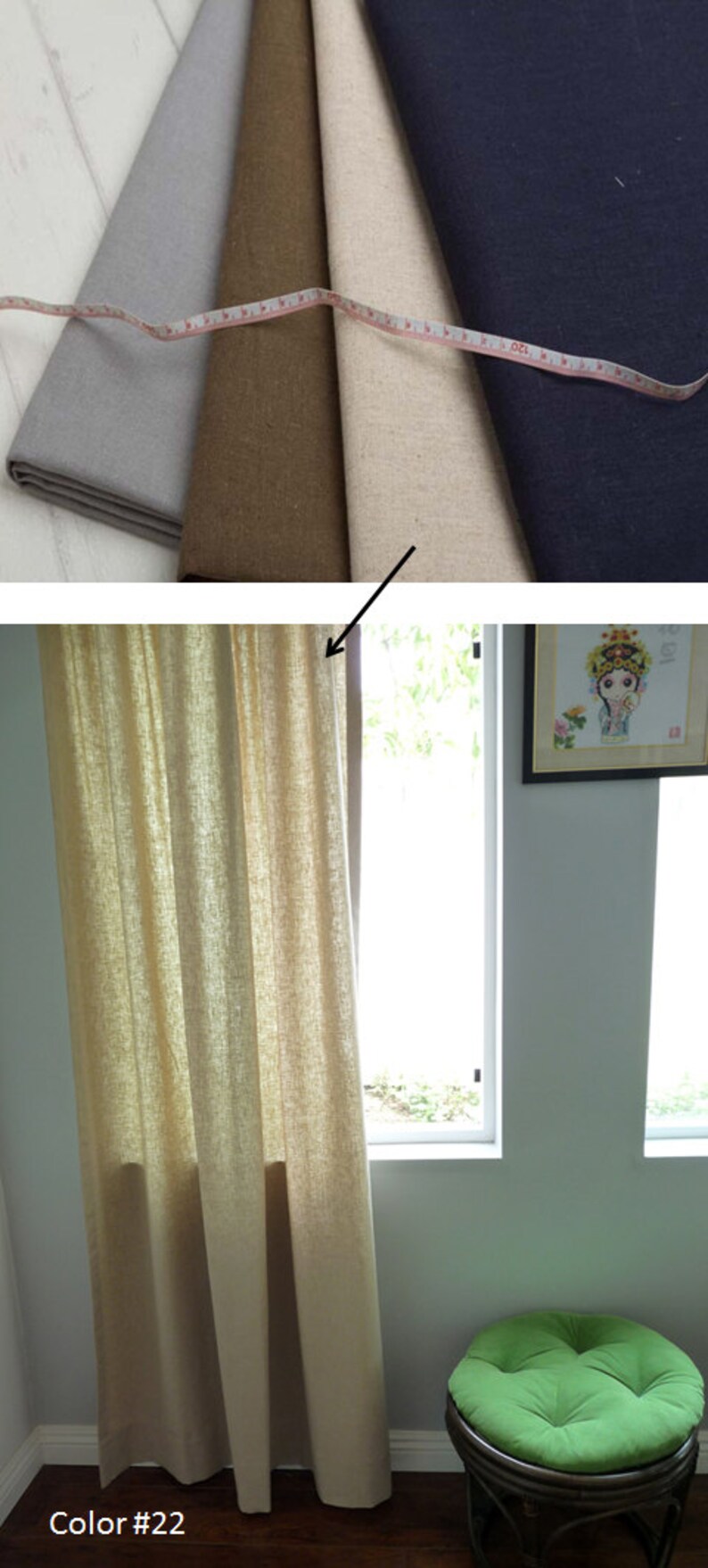 24 Colors Custom Cotton Linen Curtain Panel Plain Solid Or Etsy