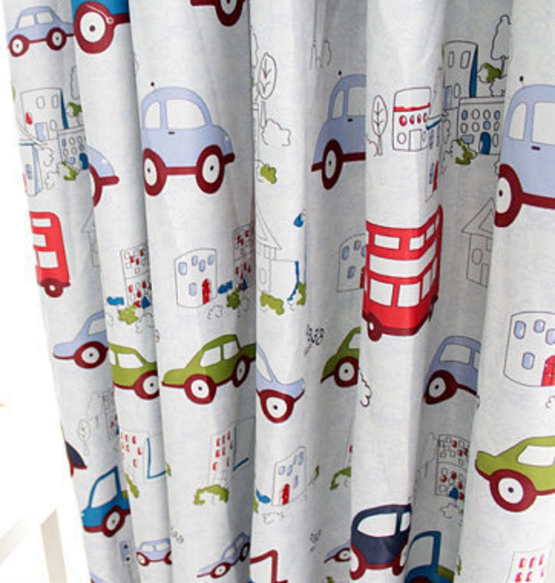 70-80/% Light Blocking Triple Woven Fabric A Pair of Custom Curtain Panels Made to Order Cartoon Car Print Kid/'s Room Baby Nursery Curtain