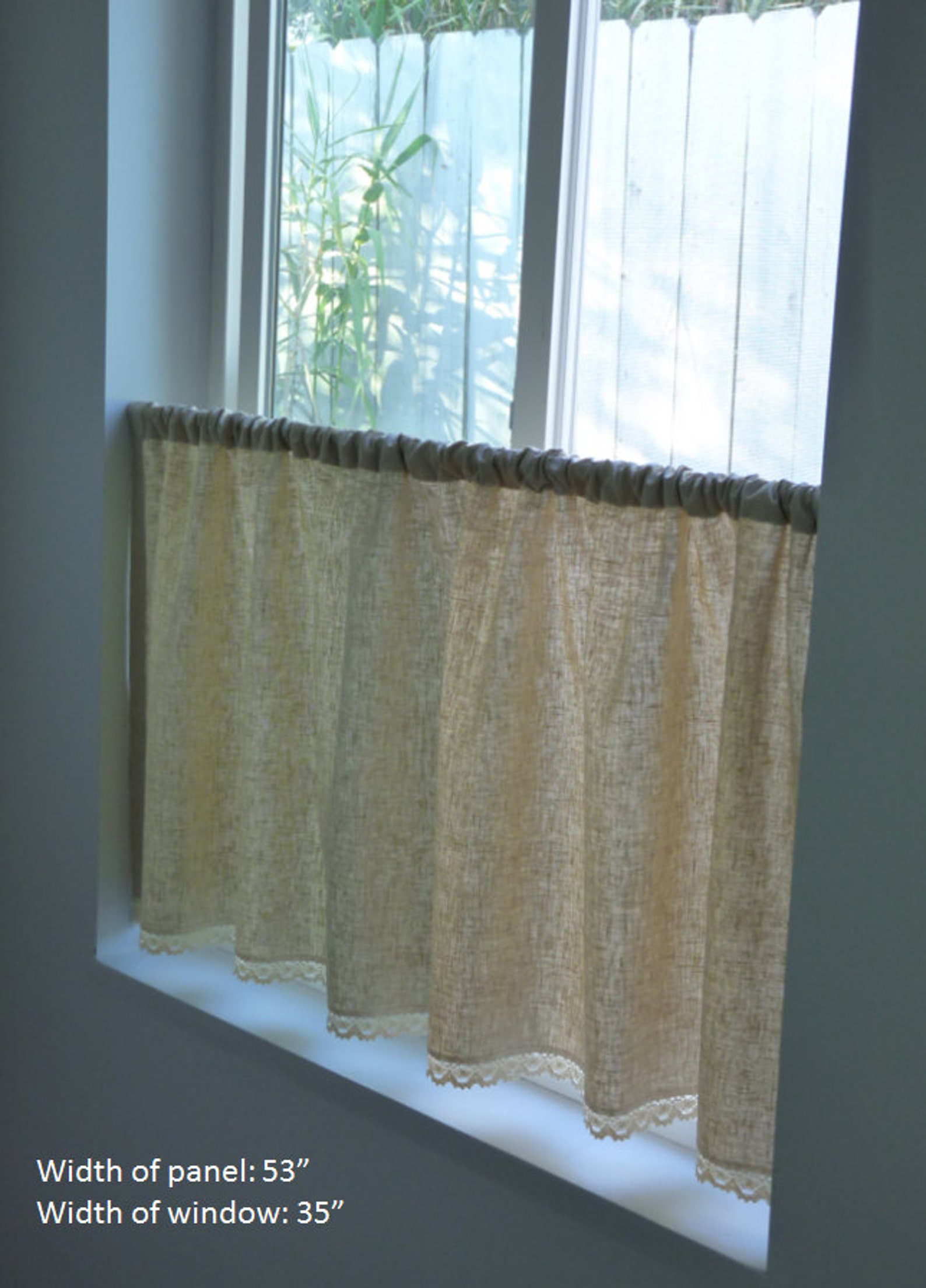 Natural Linen Cotton Blend Cafe Curtain Valance With Cotton Etsy