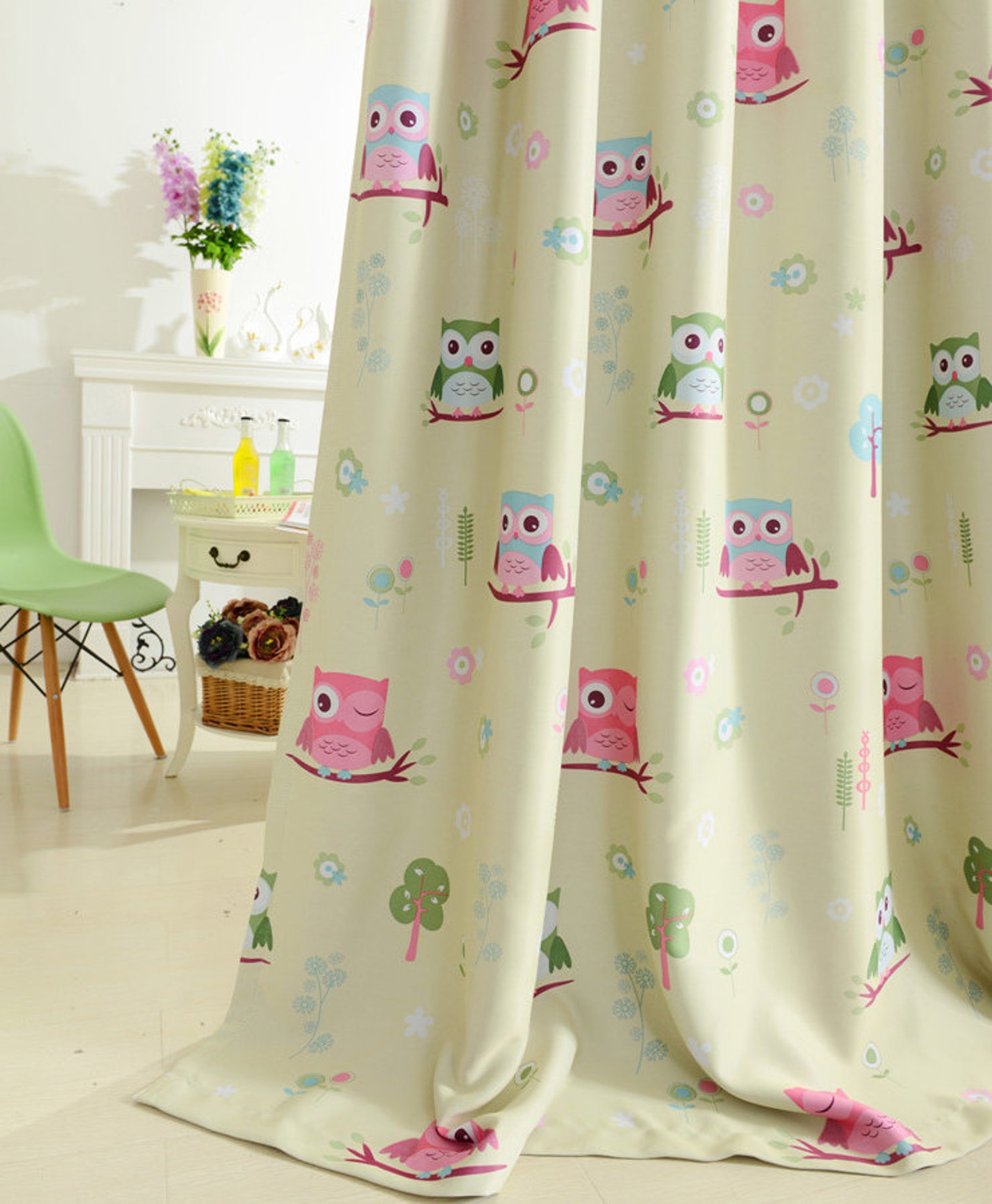 Two Custom Curtain Panels Made to Order. Beige or Blue Triple Etsy