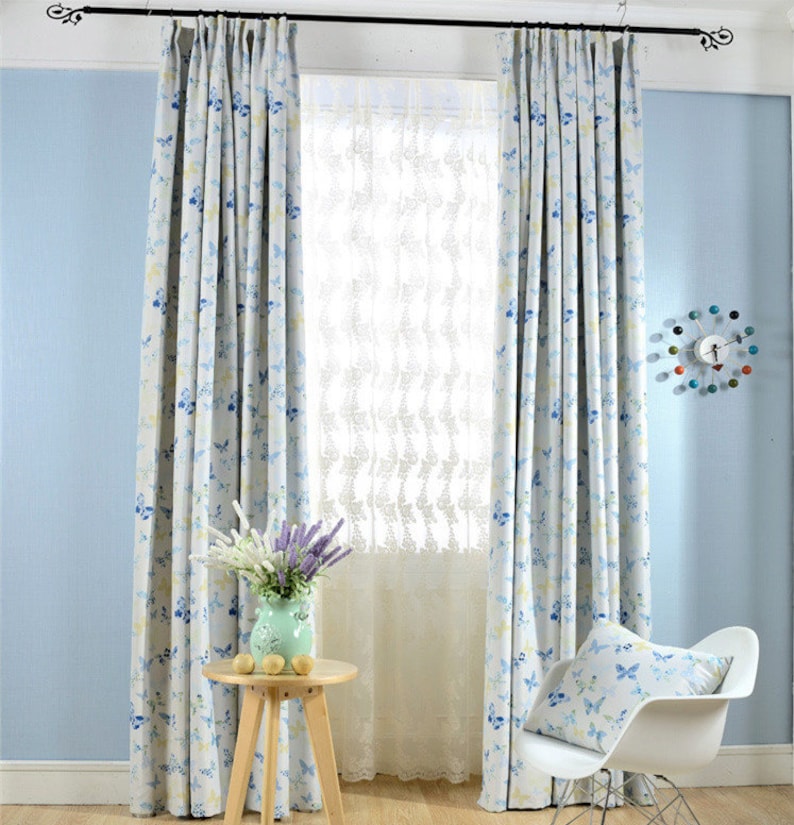 Two Grommet Top Colorful Butterfly Curtain Baby Nursery Curtain Or Toddler Nap Curtain Bedroom Curtains Triple Woven Light Blocking Curtain
