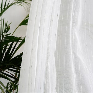 Two White Raindrop Sheer Curtains Custom Made to Order Up To 104"L. Chinelle Embroidery Dotted Pattern.