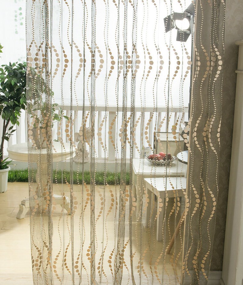 Khaki Jacquard Net Sheer Curtain Voile Panel. One Custom Made Etsy