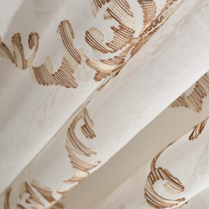 Two Sheer Curtain Voile Panels With Embroidery Pattern. Choose Width ...
