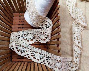 Crochet Cotton Lace Trim, Unbleached Natural Cotton Lace 4cm Wide - Natural Color Cotton Lace Cotton Lace.