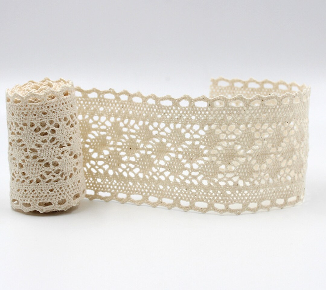 Crochet Cotton Lace Trim, Unbleached Natural Cotton Lace 4.0cm Wide