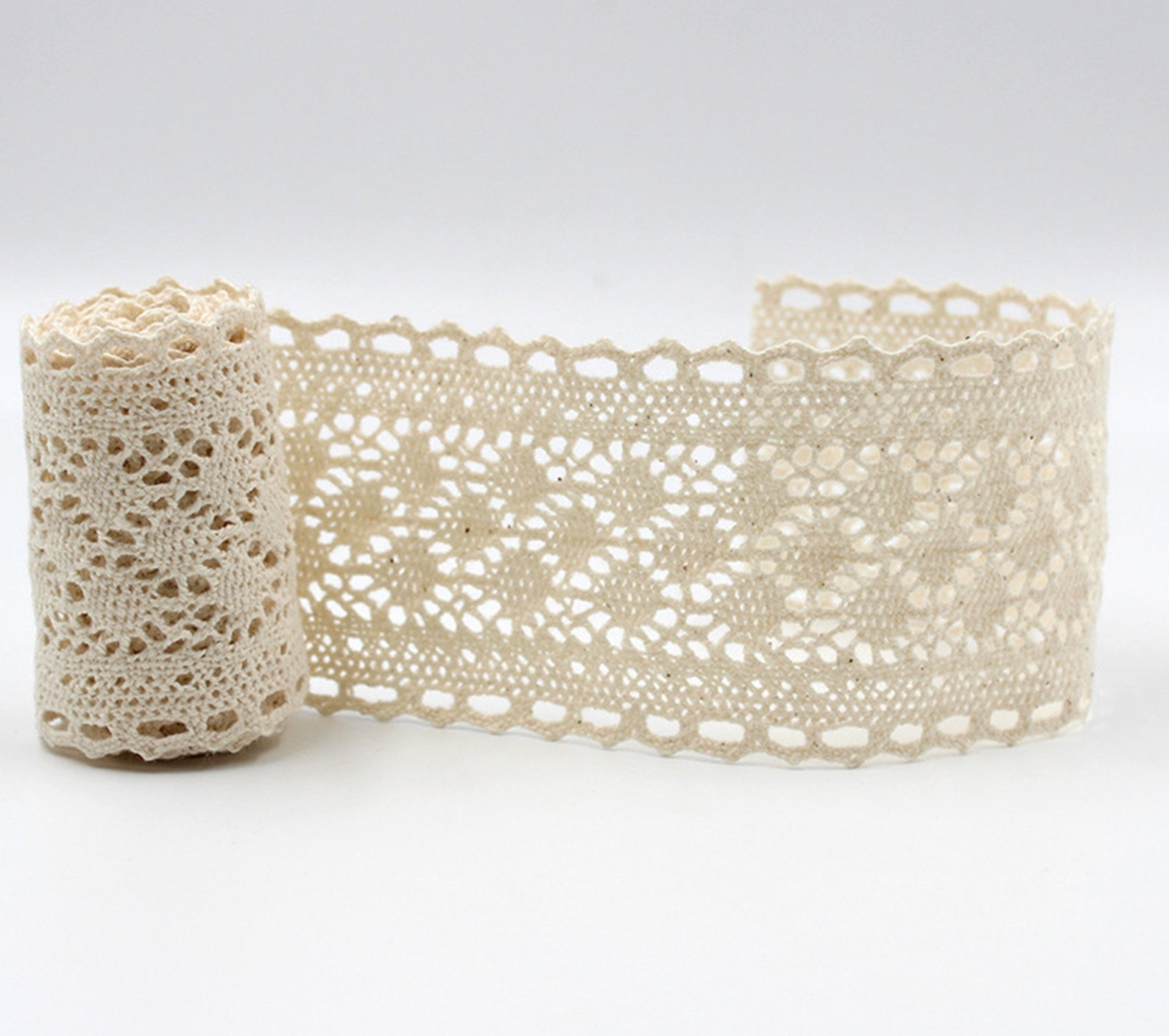 Crochet Cotton Lace Trim Unbleached Natural Cotton Lace 4.0cm Etsy