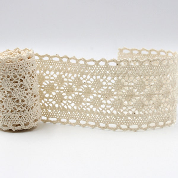 Crochet Cotton Lace Trim, Ungebleichte Natürliche Baumwollspitze 4.0cm Breit - Natürliche Farbe Baumwollspitze Oder weiße Farbe Braut Hochzeit Baumwollspitze.