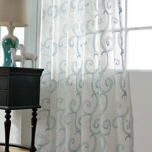 Sheer Curtain Voile Panel With Cotton Embroidery Pattern One Sheer Curtain Voile Panel With Cotton, Sheer Curtains Length