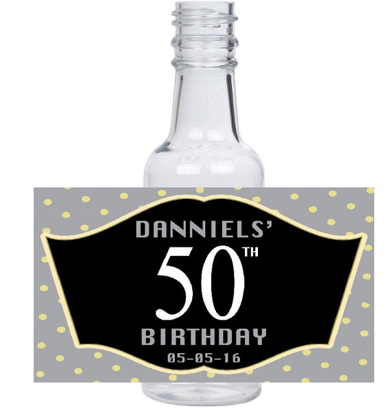 12 personalized happy 40th, 50th, 21st birthday ideas mini liquor bottles, caps, and labels for your 50th special birthday celebration event