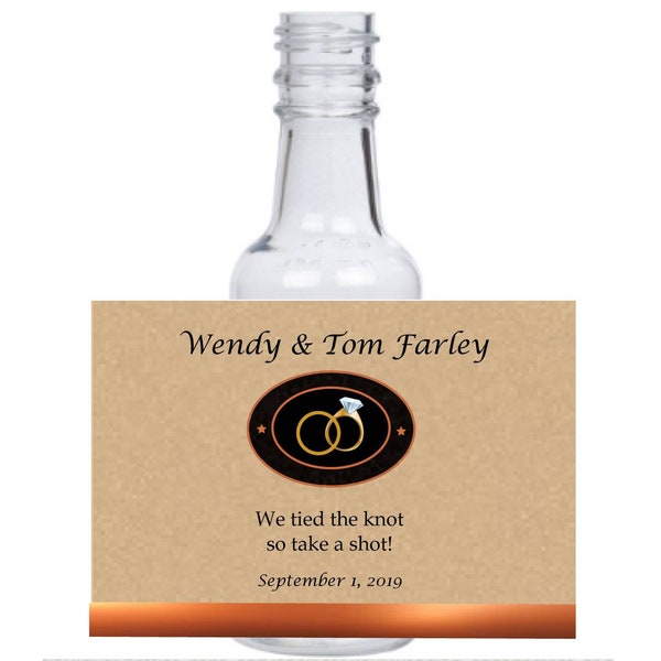 12 personalized titos inspired natural vodka "Take a Shot we tied the Knot" mini liquor bottles, caps, and labels