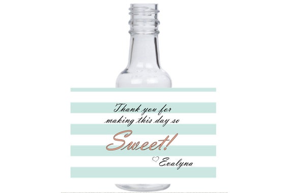 Baby bottles for boy or girl shower or reveal 12 personalized welcome baby mini liquor bottles, caps, and labels for your event