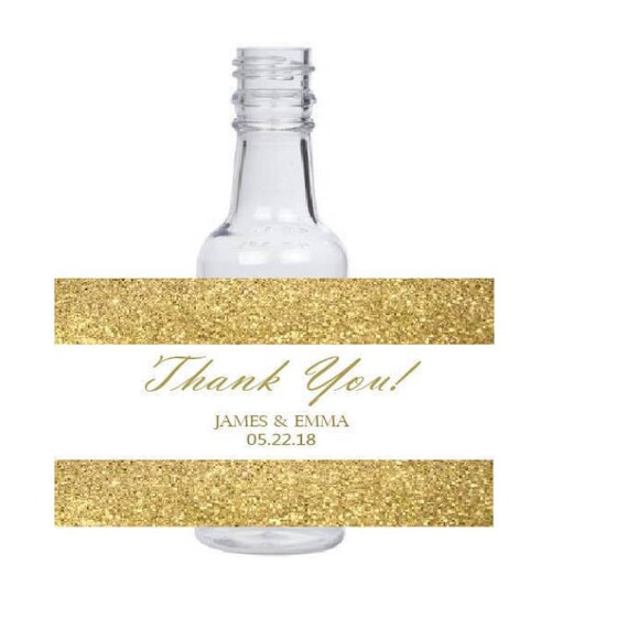 10 3x2 inch gold glitter background Customized Personalized Mini Liquor bottle Labels