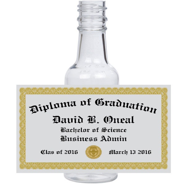 12 personalized College Graduation party favors mini liquor bottles, caps, and labels graduation event ideas gifts