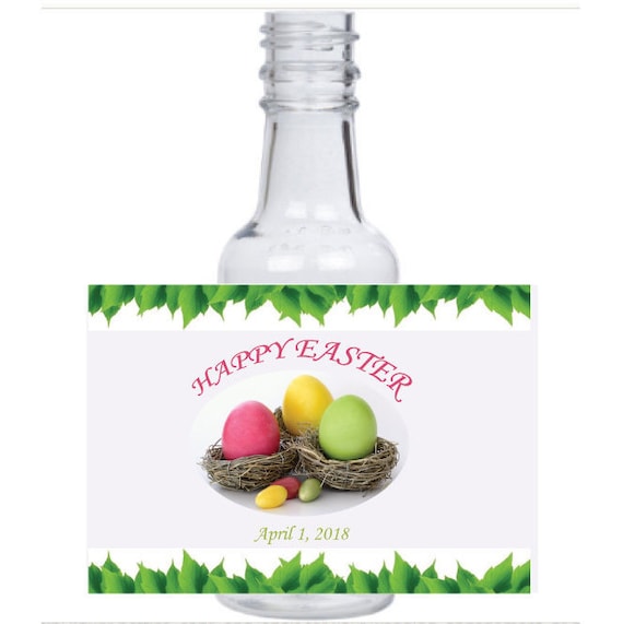 12 personalized Easter egg hunt mini liquor bottles, caps, and labels for your Easter bunny holiday event or Easter basket