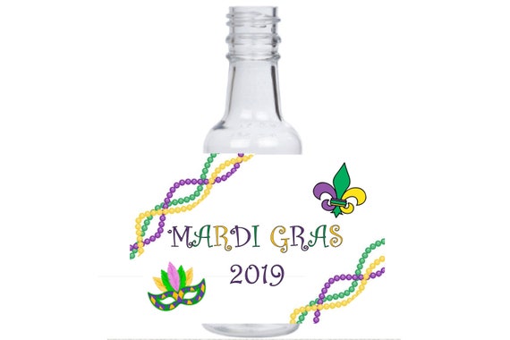 12 Mardi Gras New Orleans beads mask theme design mini liquor bottle event favors