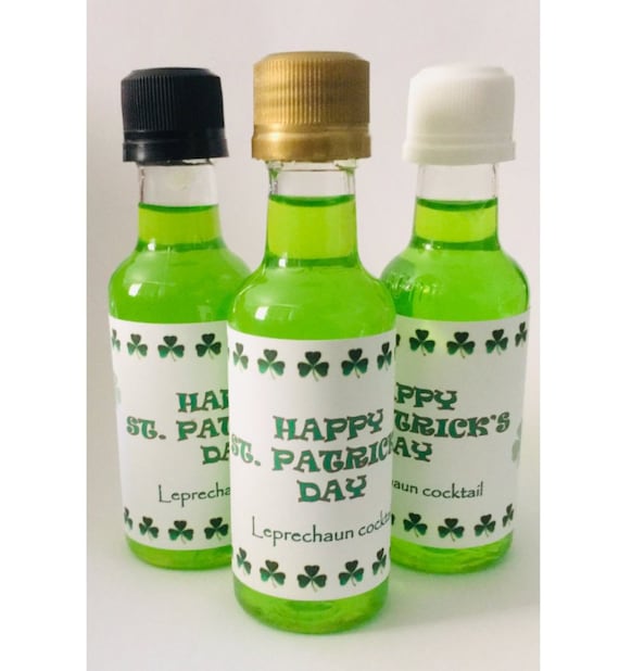 12 St. Patrick's Day four leaf clover theme design mini liquor bottle event favors