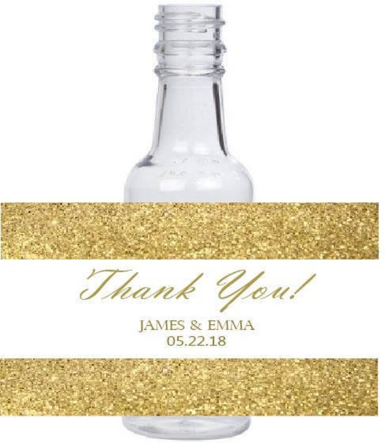 12 Personalized Gold Glitter Background Mini Liquor Bottles Etsy