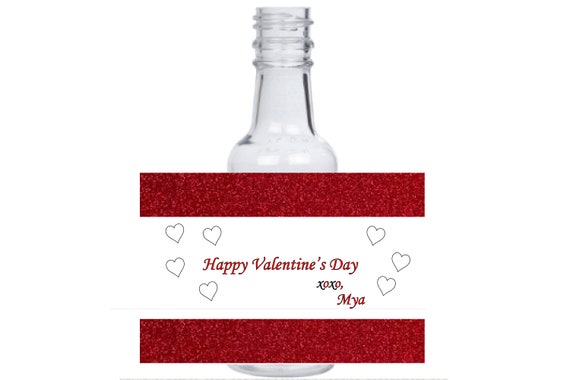 12 Elegant Red glitter heart Valentine i love you mini liquor bottle event favors theme design