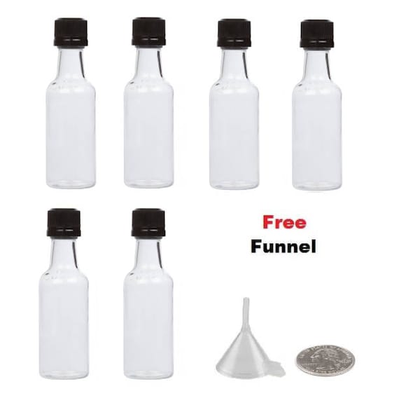 Mini Liquor Bottles 6 miniature liquor bottles BLACK caps