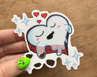 Pegatina de amor fantasmal: adorable fantasma de San Valentín, pegatina de vinilo fantasmal kawaii espeluznante y adorable, regalo romántico de Halloween
