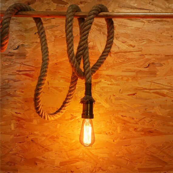 Rope Edison Lamp E27 Edison Bulb Hanging Light Ceiling Lamp Edison Bulb Industrial Lighting Rustic Rope