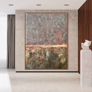 Original Abstract Painting: &quot;Eristikos&quot; / Large Wall Art /Framed Or Rolled / Calm Wall Art / Minimalist / Textured Canvas / Landscape