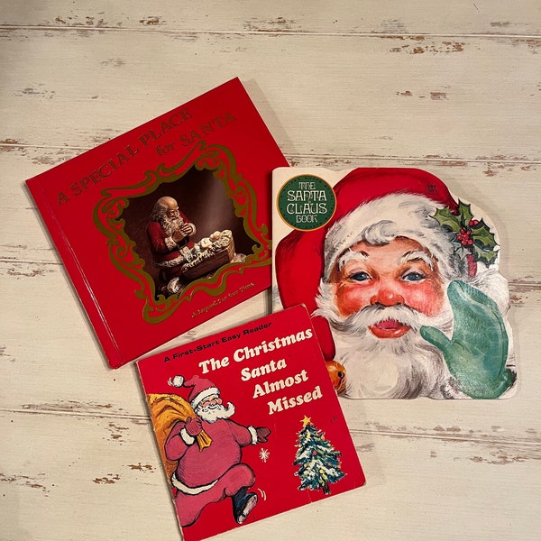 Set von drei Kinder-Weihnachtsbüchern, Ein besonderer Platz für Den Weihnachtsmann, Der Weihnachtsmann fast verpasst, Das Weihnachtsbuch, 1970er Jahre Bücher