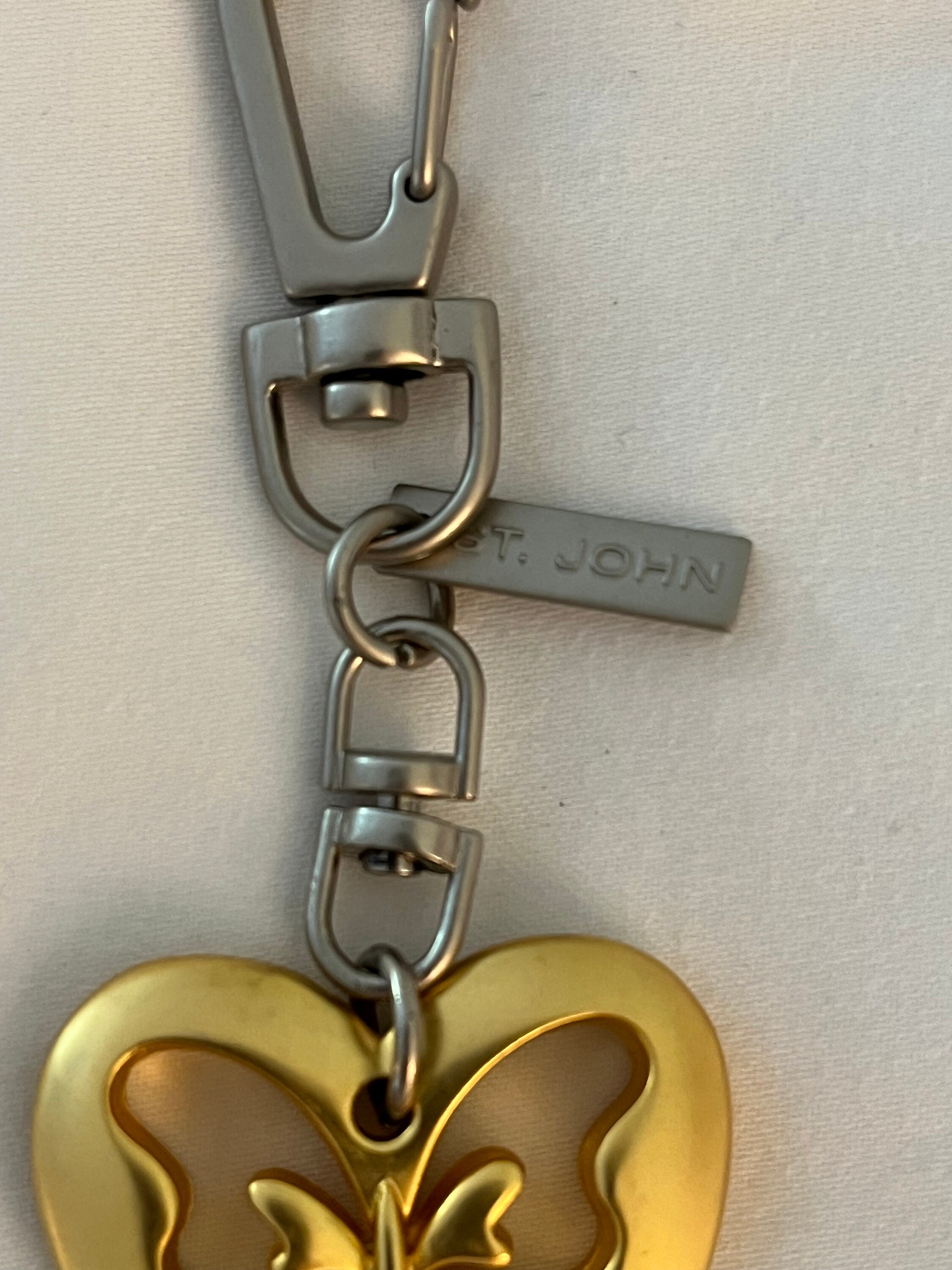 Porte-clés St. John Or Et Argent Papillon Coeur - Neuf Sans étiquette