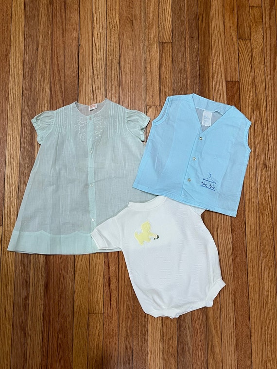 Lot of Three Baby Outfits, 1960s Baby Shirt, 1960s