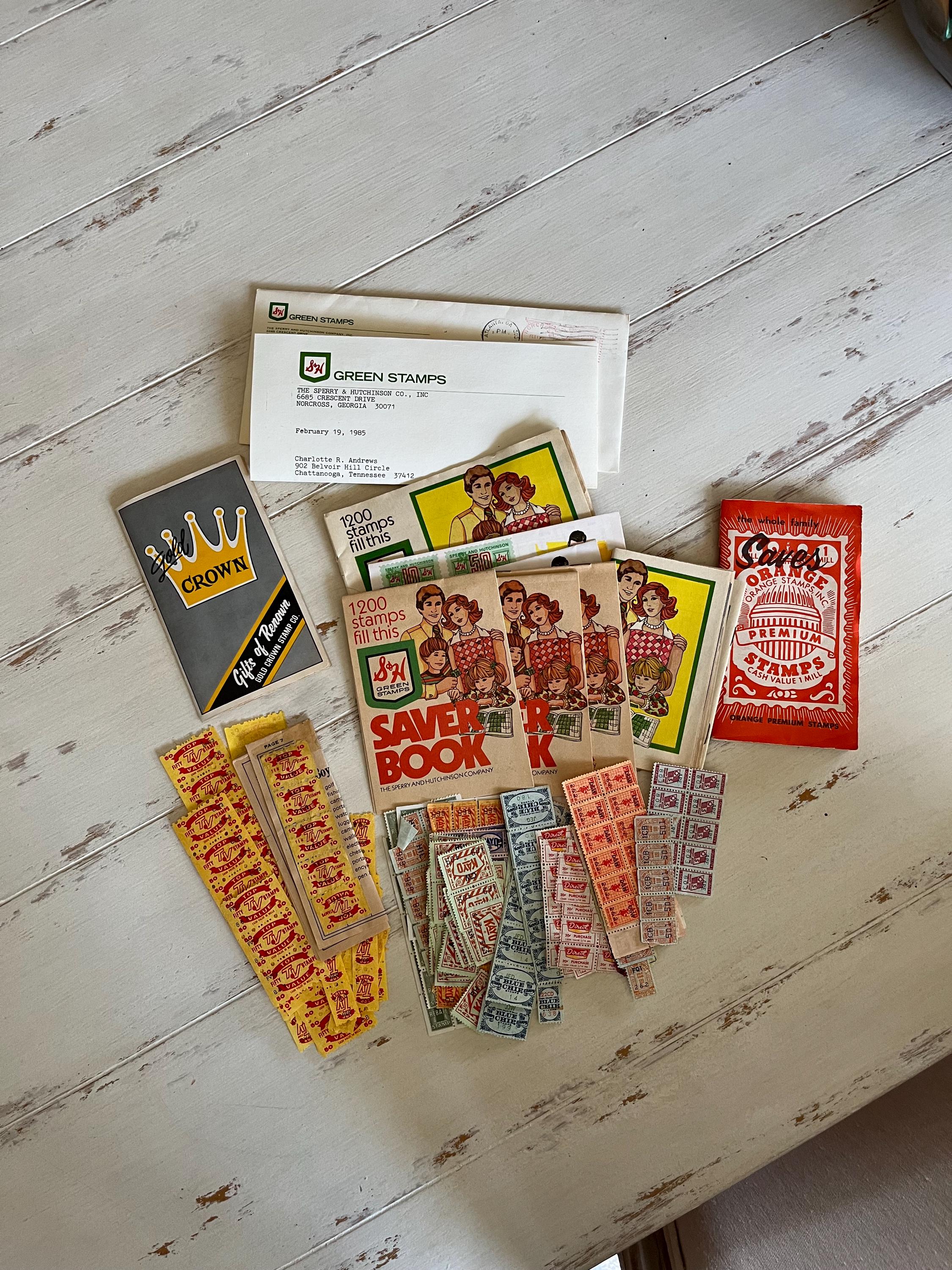 Large Lot of Loose Trading Stamps and Trading Stamp Booklets, Both Full and Empty, S & H Green Stamps, Letter from S and H Green Stamps Co.