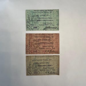 Lot van Three Trinity Consistory Nashville-lidmaatschapskaarten, Valley of Nashville, Orient of Tennessee, lidmaatschapskaarten jaren 1940-1950 Lodge