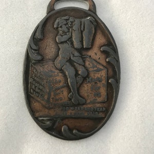 Merchant Advertising Watch Fob The Adamant Suit Samuel Rosenthal & Bros., Boy and Children&#39;s Clothing, Bronze Fob, Collectible Fob