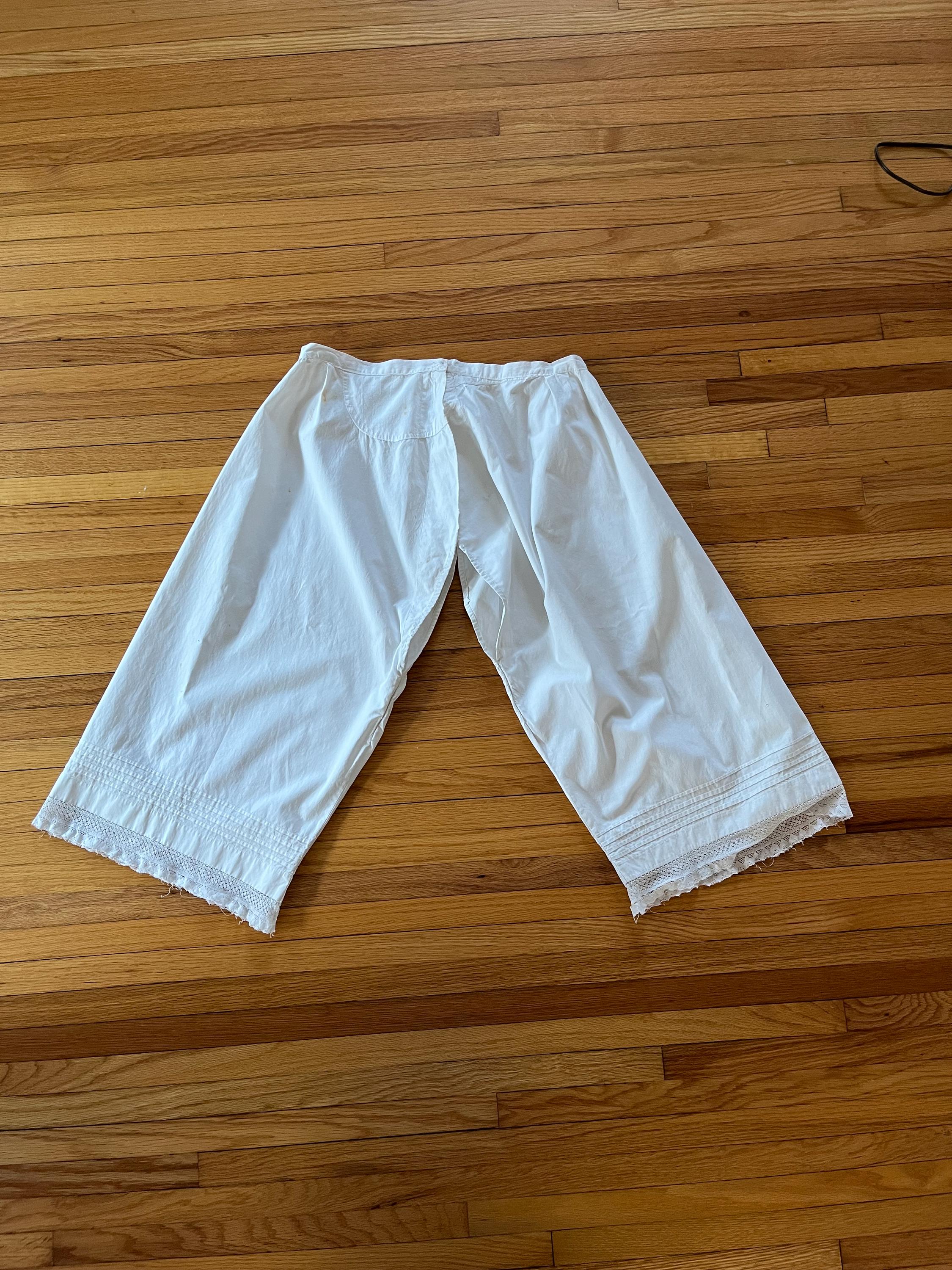 Late 1800s Split Leg Bloomers, White Cotton Bloomers Victorian Split Leg Drawers Split Leg Pantaloons Split Leg Knickers Victorian Lingerie