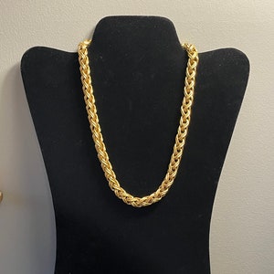 Firmado Napier oro tono gargantilla cadena pesada grueso napier collar 17.5" cadena de oro, napier coleccionable, joyería de traje, collar de eslabón de cadena
