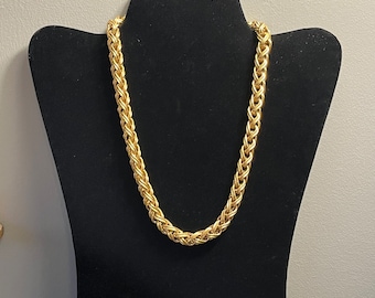 Signed Napier Gold Tone Choker Chain Heavy Chunky Napier Necklace 17.5" Gold Chain, Collectible Napier, Costume Jewelry, Chain Link Necklace