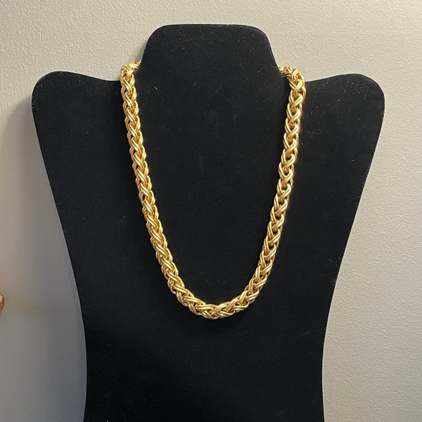 Signed Napier Gold Tone Choker Chain Heavy Chunky Napier Necklace 17.5" Gold Chain, Collectible Napier, Costume Jewelry, Chain Link Necklace