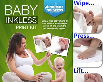 Baby Inkless Print Kit: Non-Toxic Hand and Footprint Capture, Keepsake