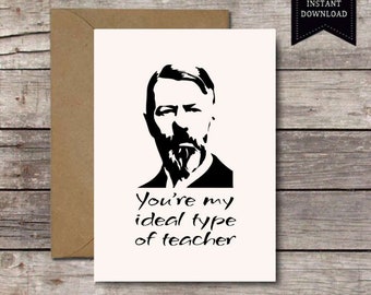 Funny Printable Card for Teachers / Max Weber / You're My Ideal Type of Teacher / Sociology, Political Science, History / Instant Download