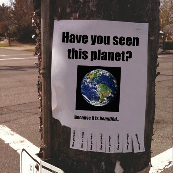 Have You Seen This Planet? Because it is Beautiful / Inspirational Tear-Off Flyer for Street, Home / Earth Day 2015 // Instant Download