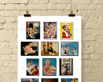 Vintage Color Ephemera of 1930's & 1940's Children * Digital Collage Sheet for Jewelry, Scrapbooks and Crafts * Printable, Instant Download!