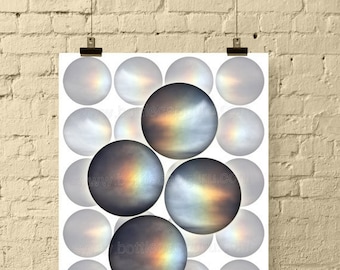 Eternal Flame / 2" Circle Digital Collage Sheet / Printable Abstract Iridescent Images for Crafts // INSTANT DOWNLOAD