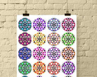 Flower of Life with Star Tetrahedron / 2" Digital Collage Sheet (light) / Merkaba, Sacred Geometry, New Age Art // Printable PDF Download