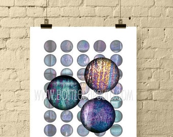 Pleiadian Energy 1 Inch Circles / Printable Digital Collage Sheet / Abstract Blue Purple Turquoise Bottle Cap Images // INSTANT DOWNLOAD