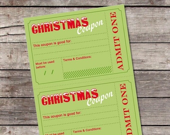 Printable Christmas Coupons, DIY Holiday Vouchers (Digital Download)