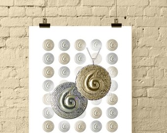 Silver & Gold Spirals * 1 Inch Circle Digital Downloads Collage Sheet for DIY Jewelry, Scrapbooks and Crafts * Printable, Instant Download