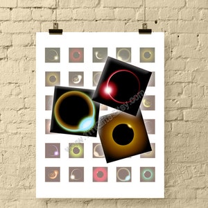 Total Eclipse 1 Inch Squares / 1x1 Inch Size Printable Square Images / Digital Collage Sheet for Crafts and Jewelry // Instant Download