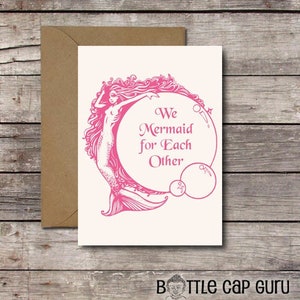 We Mermaid for Each Other / Funny Romantic Card / Printable Valentine's Day Anniversary Love Greeting Card for Him or Her / Instant Download image 1