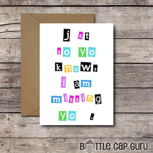 Printable Missing &quot;U&quot; / Funny Miss You / Romantic Card for Him or Her / Just So You Know, I am Missing U / Long Distance Greeting //Download